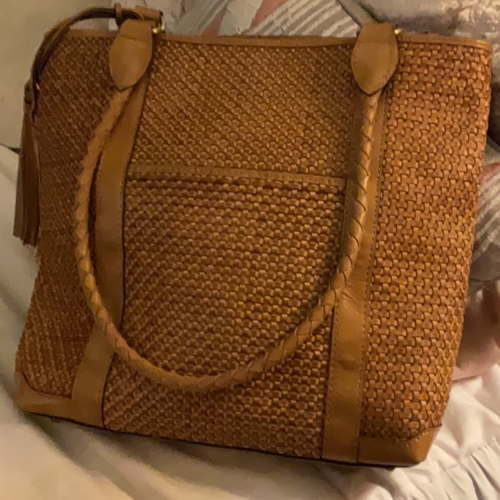 NWTS! Patricia Nash Rena Leather Woven Tassel Tote Bag - Picture 4 of 12